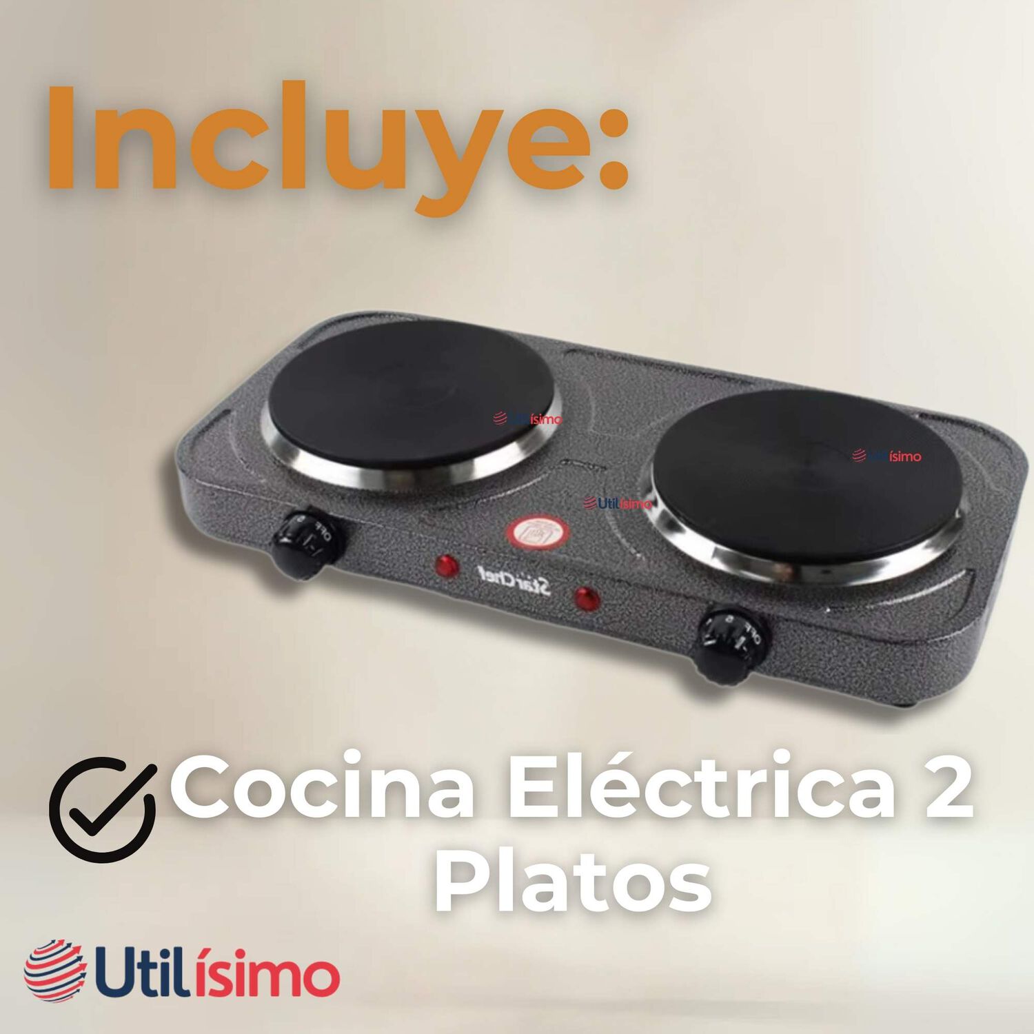 Cocina El&eacute;ctrica 2 Platos Cocinilla Port&aacute;til 2000w De Potencia image number 8.0