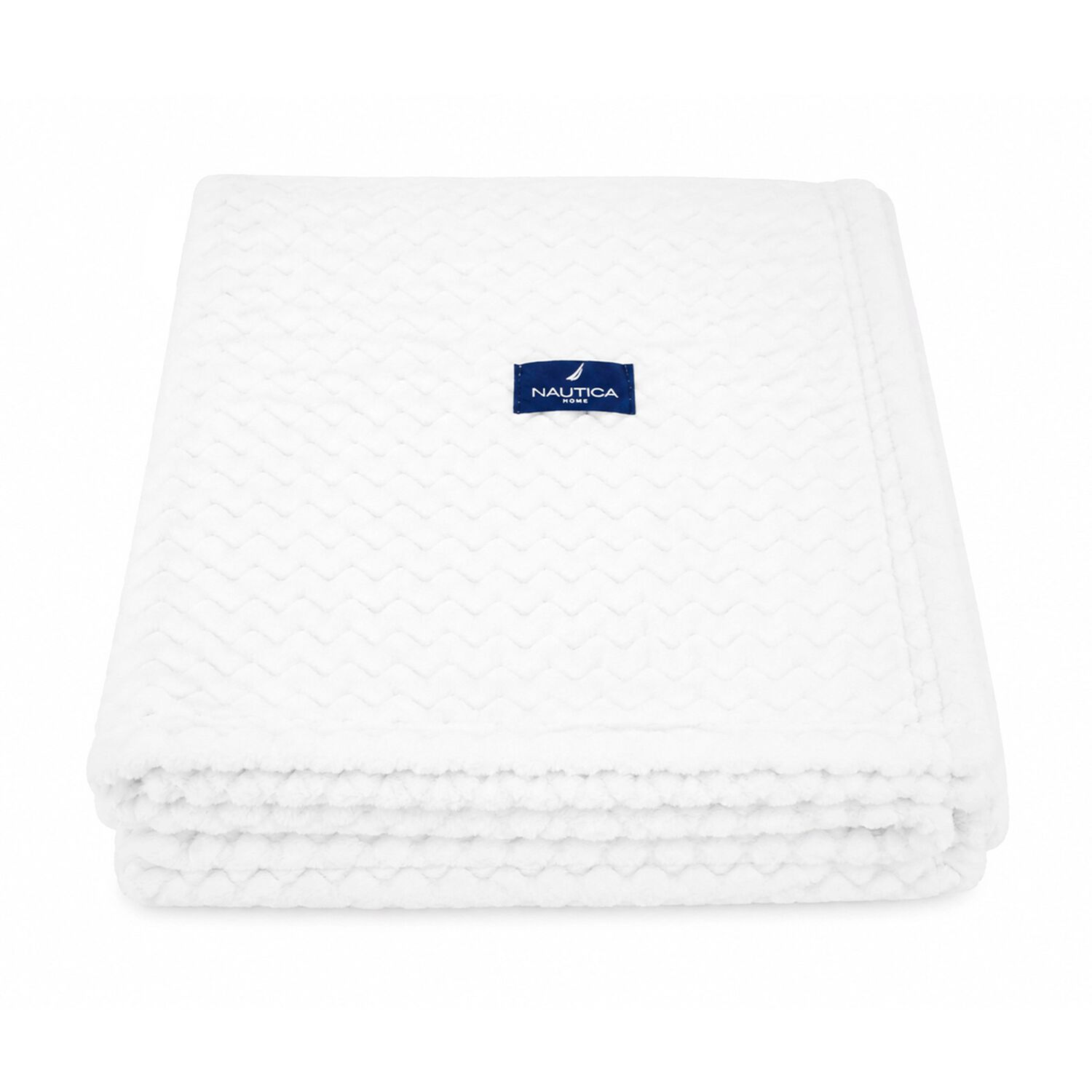 Manta De Cama Nautica Home Jacquard Franela Suave 127x178cm Blanca image number 1.0