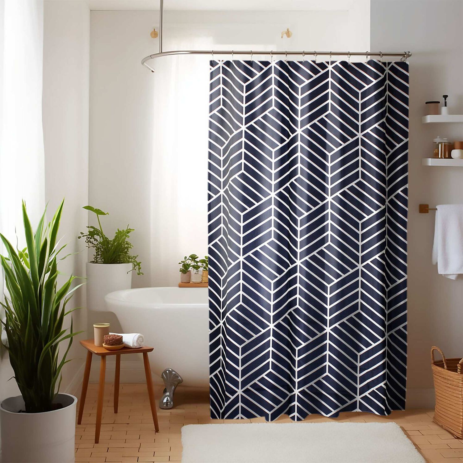 Cortina Para Ba&ntilde;o Nautica Home Poli&eacute;ster 180x180cm Dise&ntilde;o Azul image number 0.0