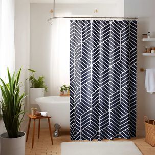 Cortina Para Ba&ntilde;o Nautica Home Poli&eacute;ster 180x180cm Dise&ntilde;o Azul