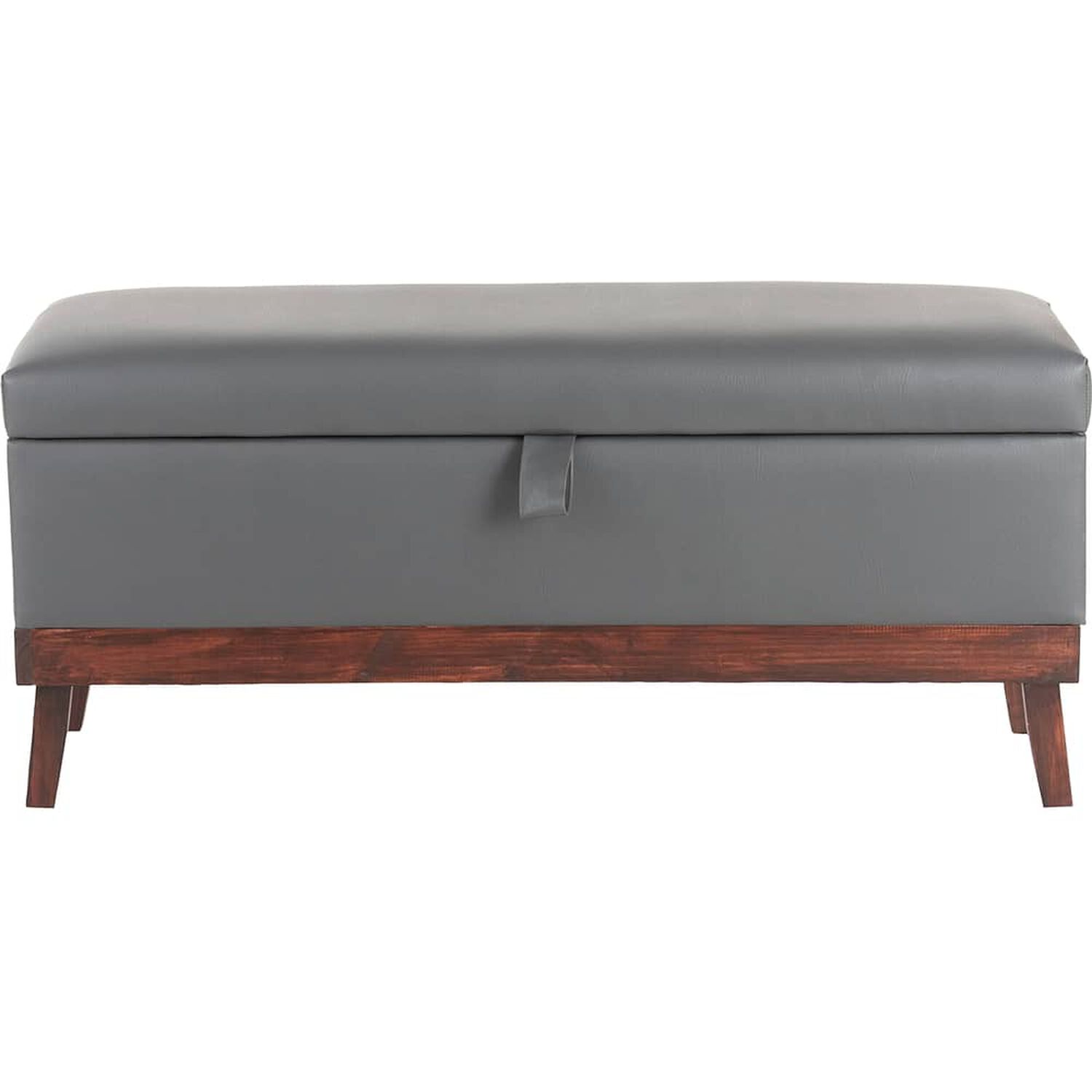 Banqueta Con Ba&uacute;l Incy Gris Eco Cuero 120x40x50 Cm M&aacute;xima Design image number 0.0