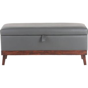 Banqueta Con Ba&uacute;l Incy Gris Eco Cuero 120x40x50 Cm M&aacute;xima Design