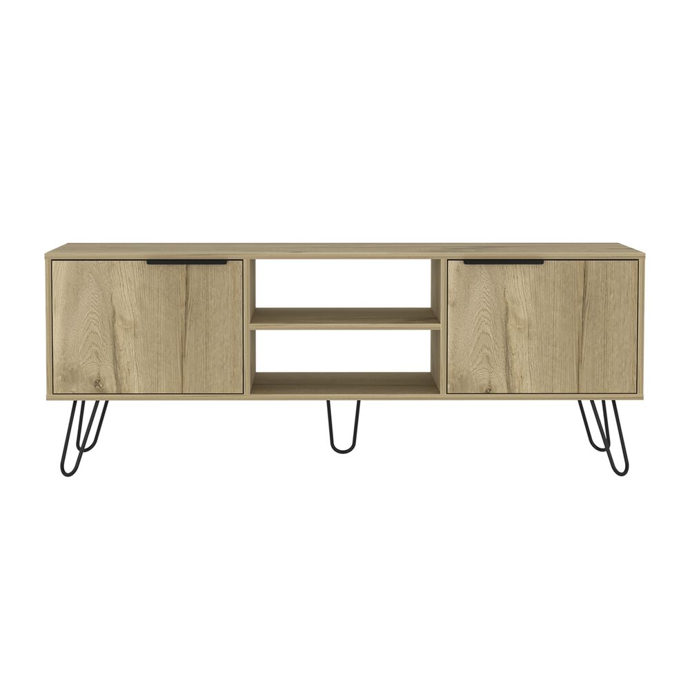 Rack Tv 65" 2 Puertas Café Claro Y Negro image number 3.0
