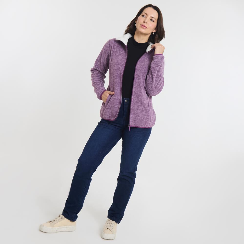 Poler&oacute;n Melange Con Sherpa Interior Cuello Alto Mujer Geeps image number 1.0