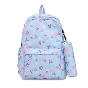 Mochila Kuromi Bolso Escolar Juvenil Sanrio Estilo Kawaii Sky Blue