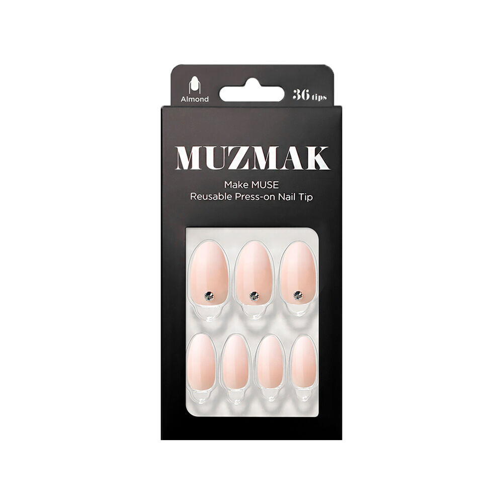 Muzmak - Uñas Press On White Shimmer Almond 36 U. image number 0.0