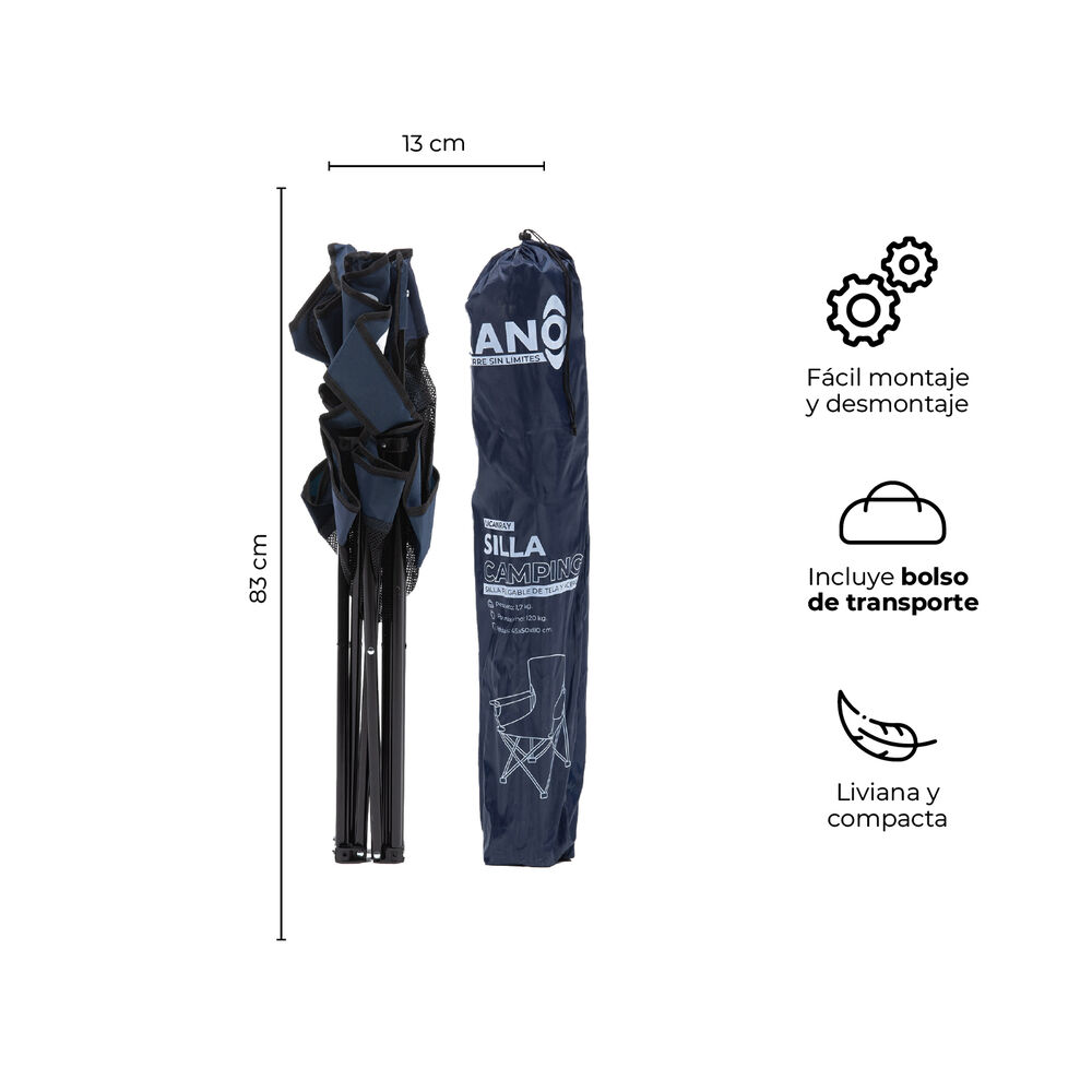 Silla Plegable Para Camping Kano Licanray Respirable Liviana image number 5.0