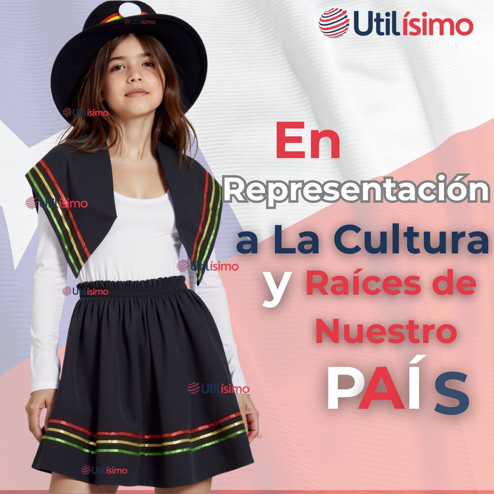 Pack 3 Traje Nortino Con Polera Fiestas Patrias Baile Nortino Negro image number 8.0