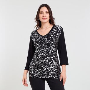 Polera Lisa Dise&ntilde;o Delantero Manga 3/4 Cuello V Mujer Sexy Large