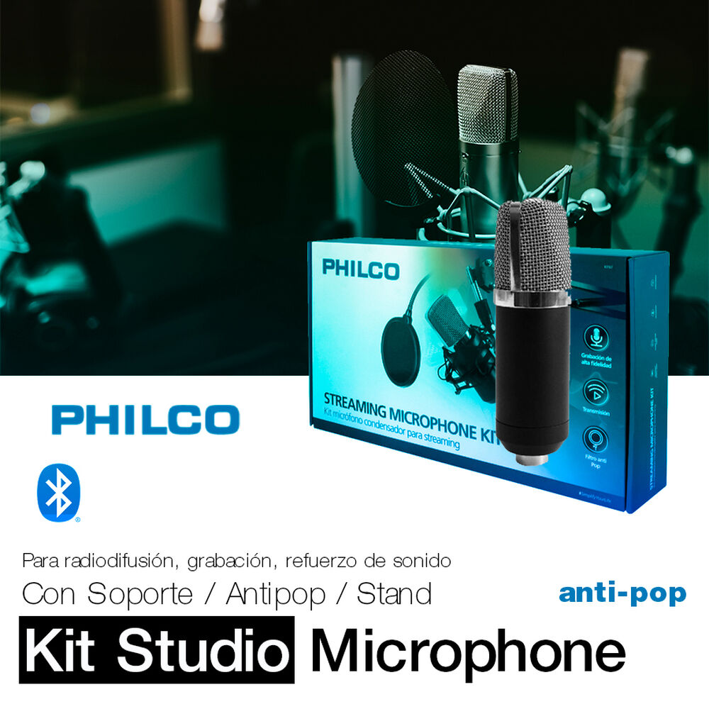 Kit Studio Microphone Con Soporte Antipop Stand Philco image number 2.0