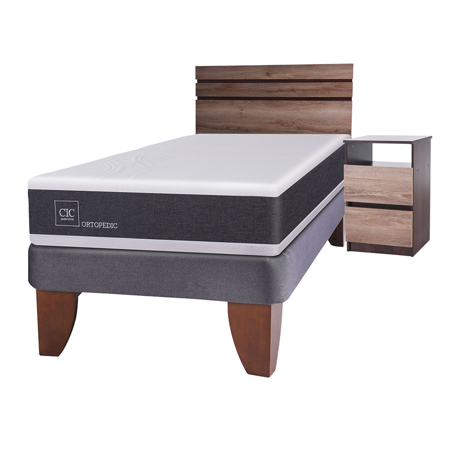Cama Europea Cic New Ortopedic / 1.5 Plazas / Base Normal + Set De Maderas image number 0.0