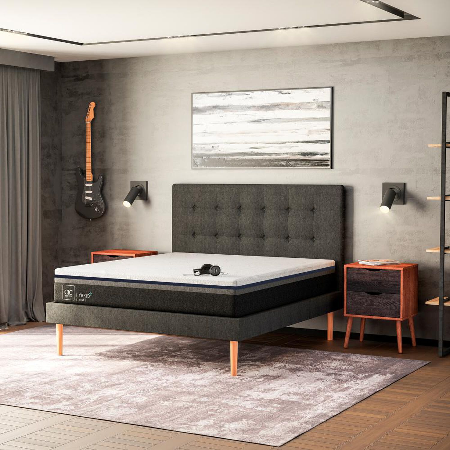 Cama Europea Cic Hybrid Plus / King / Base Normal + Veladores image number 10.0