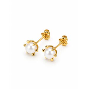 Aros Perla Cultivada Pistilo 6mm N4 Oro 18k 2.50gr Mujer Dorado