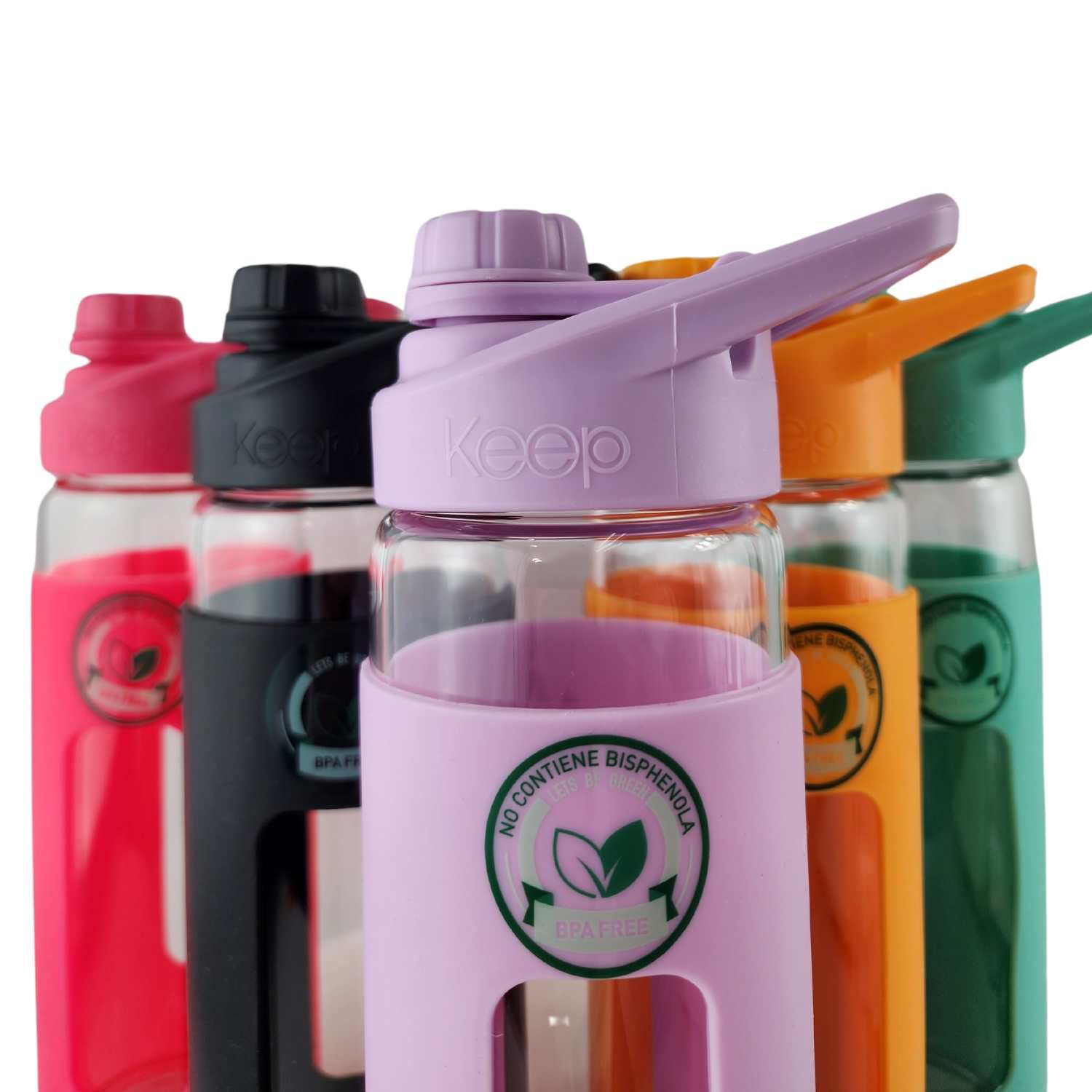 Botella Keep 470ml Vidrio Protector Agua Deportes Outdoor Lila image number 9.0
