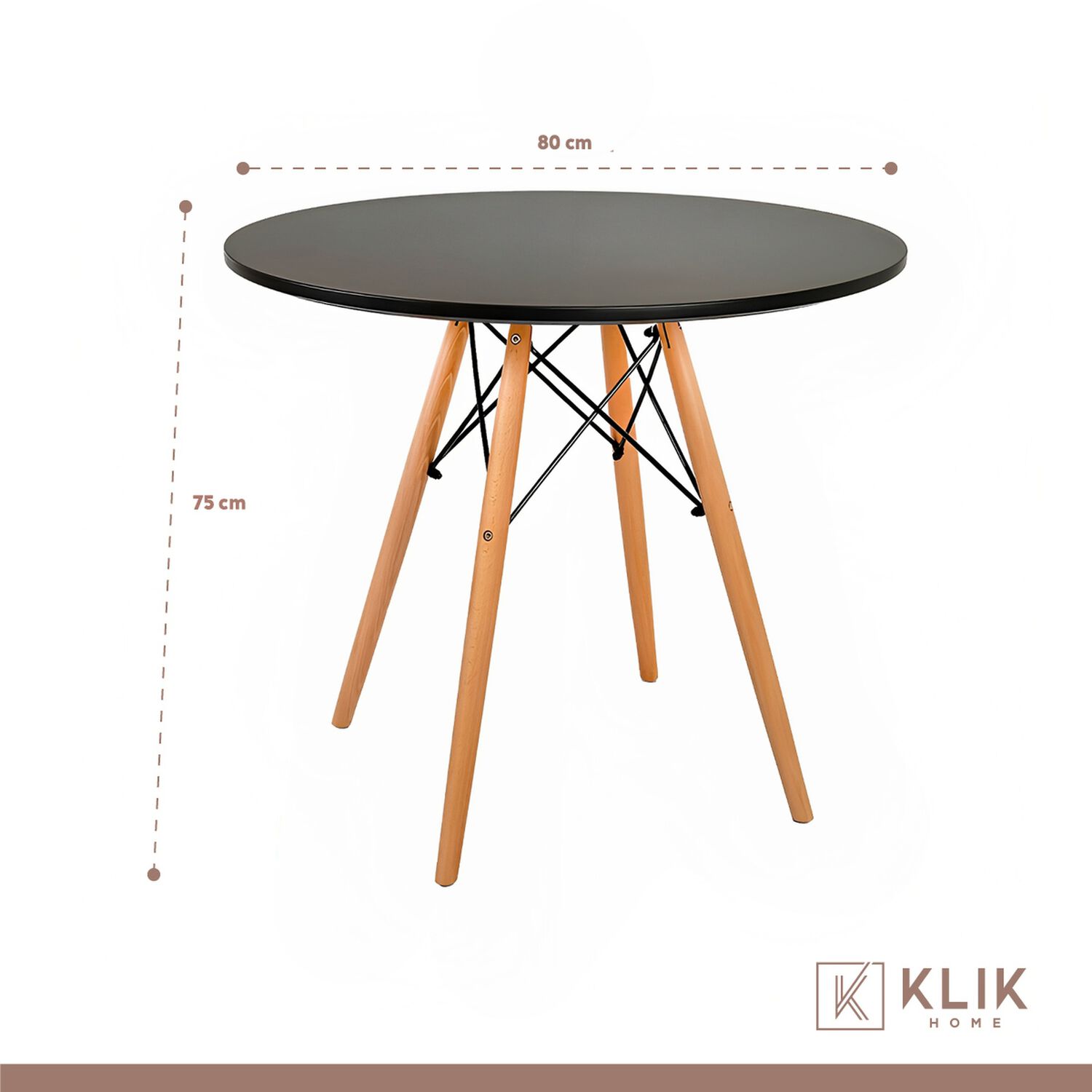 Comedor Eames 80cm Redonda Negra + 4 Sillas De Comedor Enrejada image number 4.0