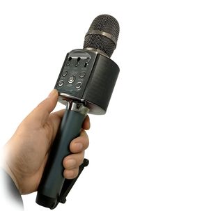 Parlante Port&aacute;til Tipo Micr&oacute;fono C/ Soporte Smartphone Black