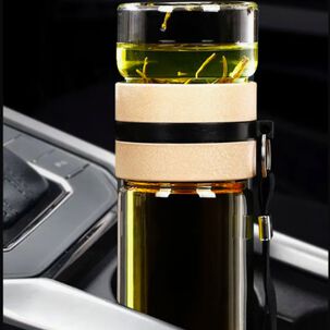 Botella Infusor Vidrio Borosilicato Infusi&oacute;n Separado De T&eacute; Blanco