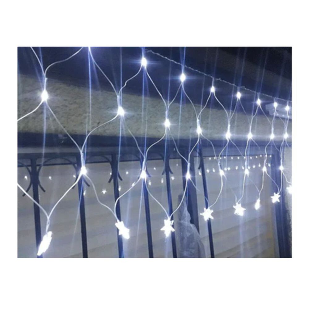 Malla Estrella Cascada De Luces Solares 100 Led Blanco 3m image number 4.0