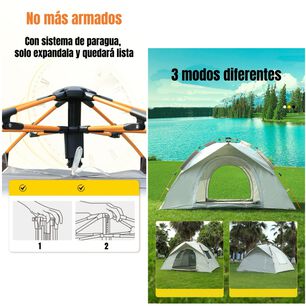 Carpa Camping Autom&aacute;tica 4 Personas Con Accesorios Roof Gris