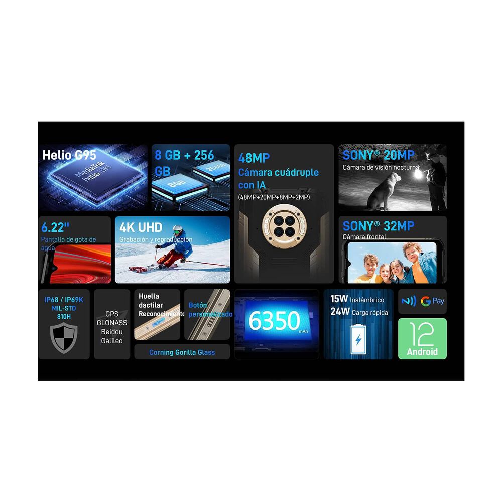 Celular Rugged Doogee S96 Gt Resistente A Golpes, Polvo, Humedad Y Agua / C&aacute;mara Con Visi&oacute;n Nocturna, Graba Videos En 4k image number 3.0