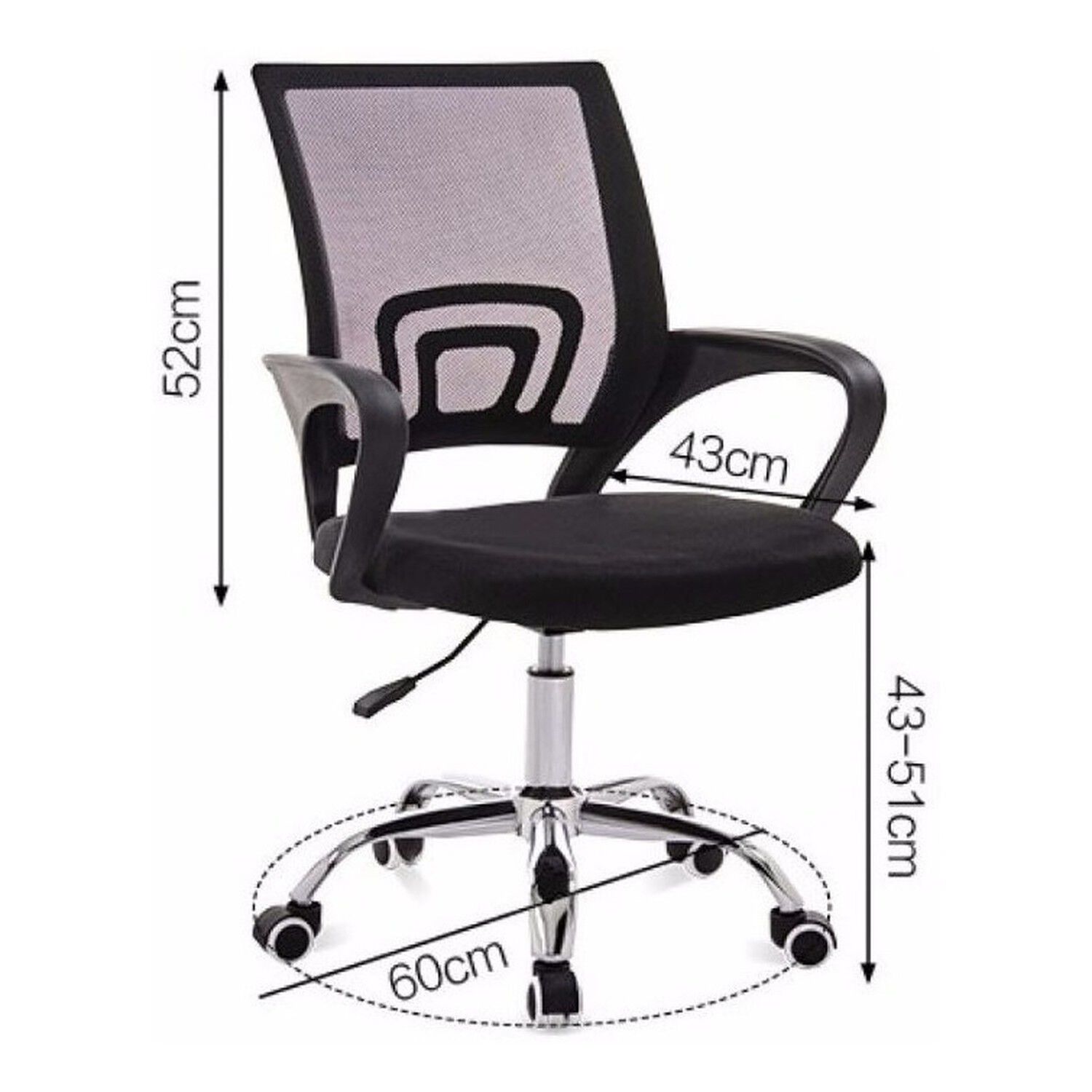 Silla Escritorio Ergon&oacute;mica Negra Malla Dise&ntilde;o Moderno image number 3.0