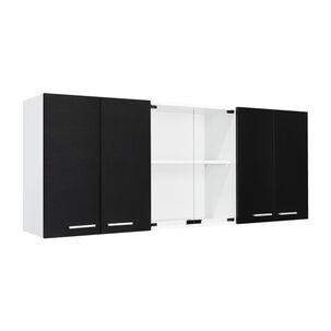 Mueble Superior De Cocina 6 Puertas 150x60x31,5 Cm Negro Y Blanco
