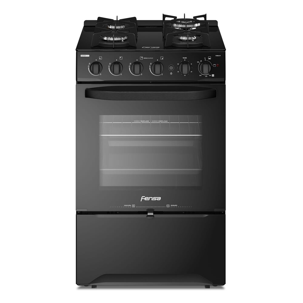 Cocina A Gas 4 Platos Fensa Cubierta Vidrio F 3000 Bt Negra image number 0.0