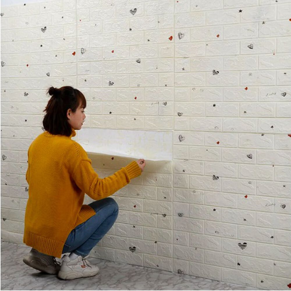 Pack 10 Lamina Papel Mural Autoadhesivo 3d Blanco image number 2.0