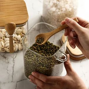 Set 6 Frascos Hermeticos Tarros Gourmet Con Tapa De Bambu