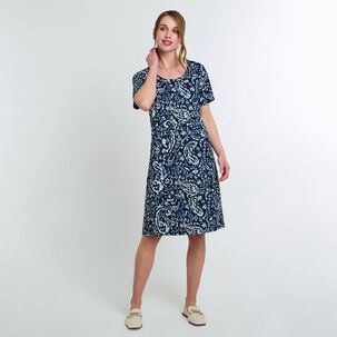 Vestido Full Print Manga Corta Cuello Redondo Mujer Lesage