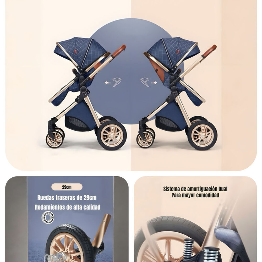 Coche Deluxe Con Silla Nido Y Accesorios Azul Lubabycas image number 7.0