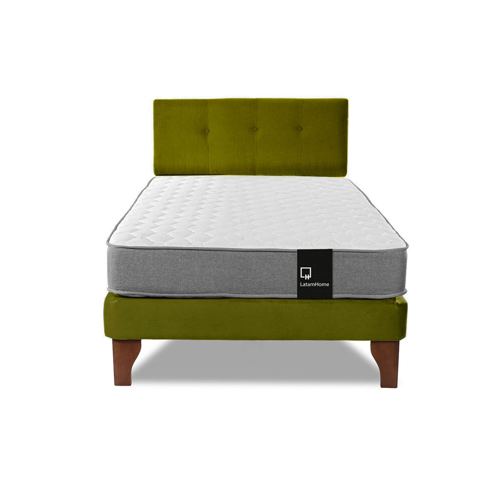 Cama Europea Zen Best 1.5 Plaza Tela Velvet Pistacho + Respaldo image number 2.0