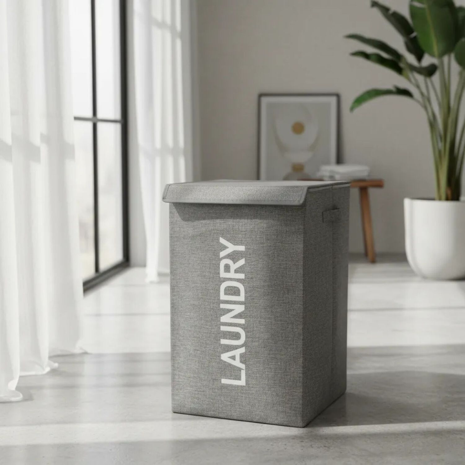 Canasto Organizador Para Ropa Laundry Gris Con Tapa image number 3.0