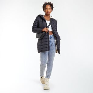 Parka Larga Interior Pelos Cuello Alto Con Capucha Mujer Rolly Go