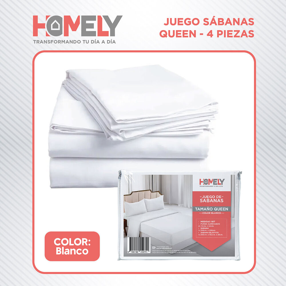 Juego De Sabanas Queen Homely Suave 100 Gsm 4 Piezas image number 9.0