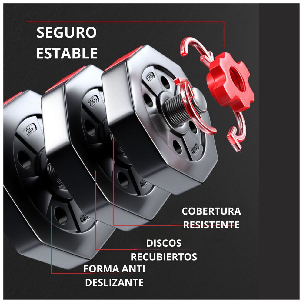 Set Mancuernas Barra Rusa Kettlebell Ajustables 40 Kg image number 4.0