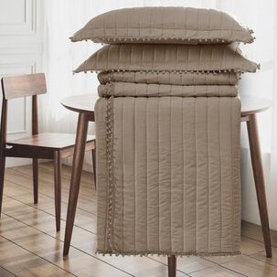 Quilt Andes Pom Pom Taupe 2 Plazas