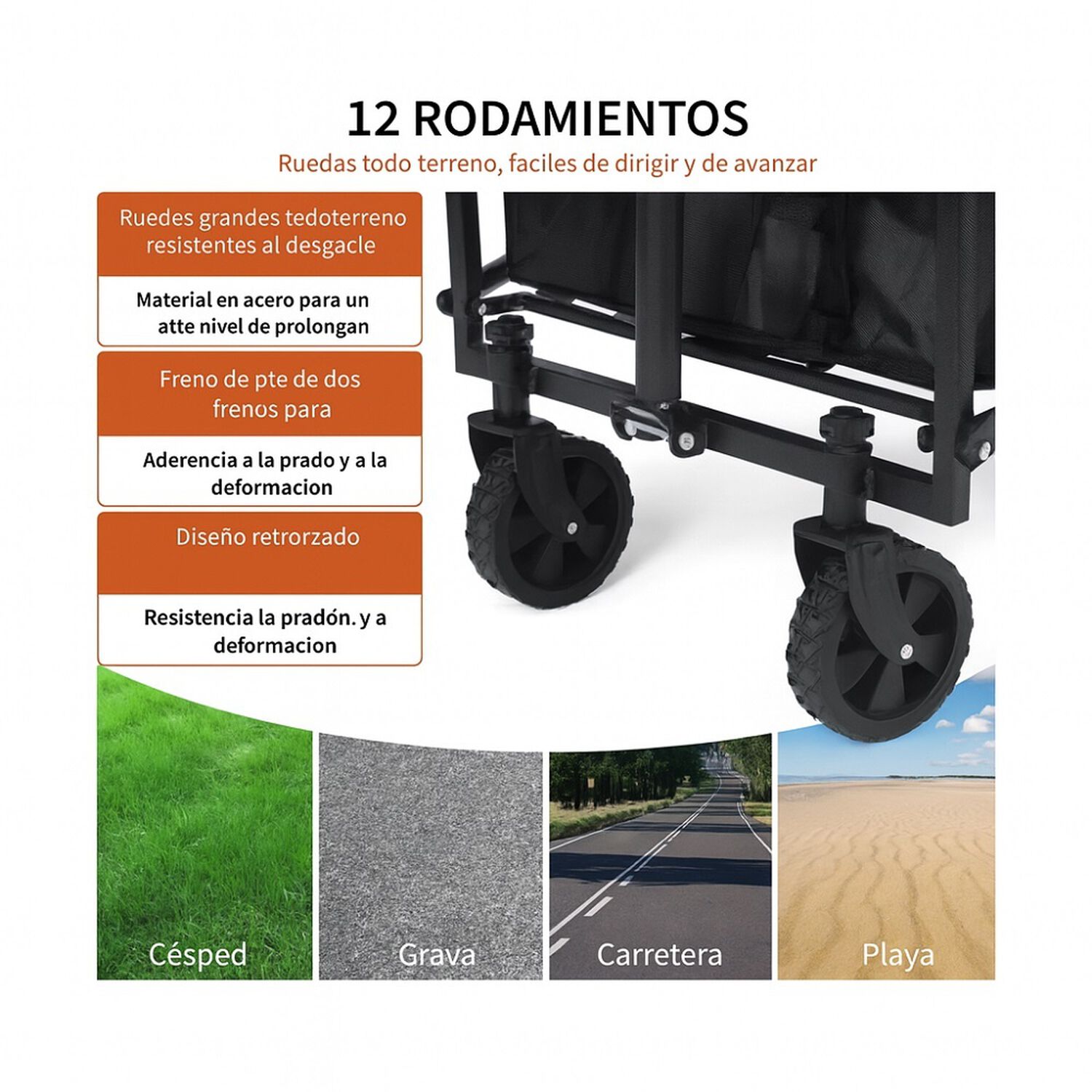 Carrito Arrastre Para Compras Plegable Para Camping Y Picnic image number 3.0