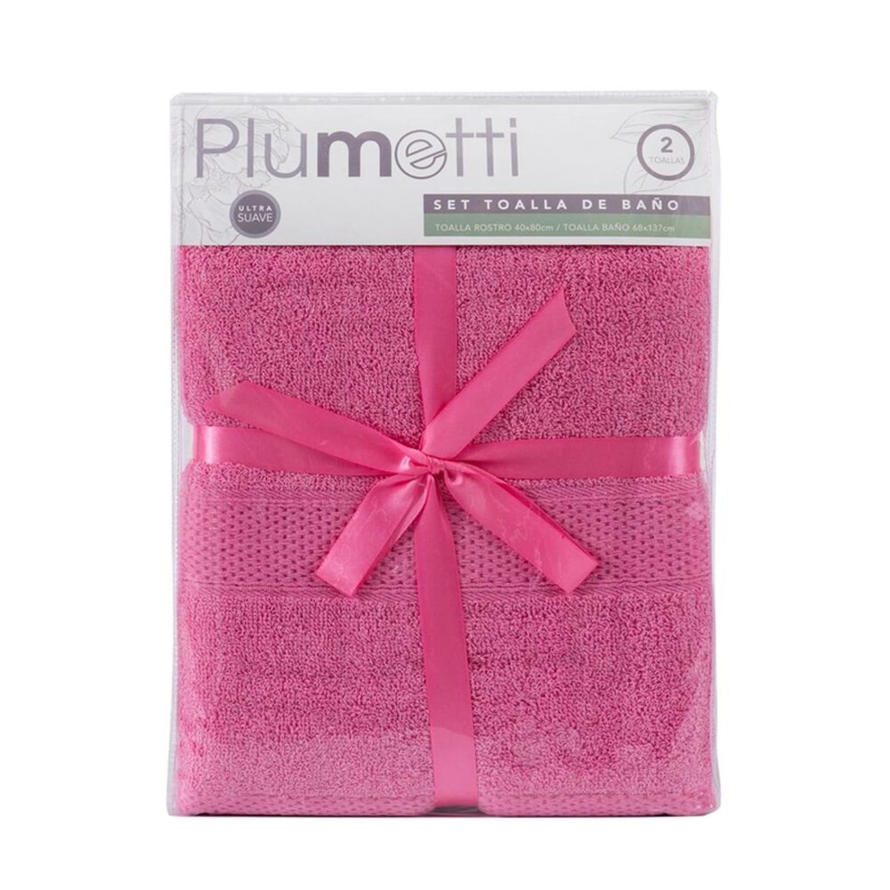 Set 2 Toallas Colorix 380 Grs / Fucsia Plumetti image number 1.0