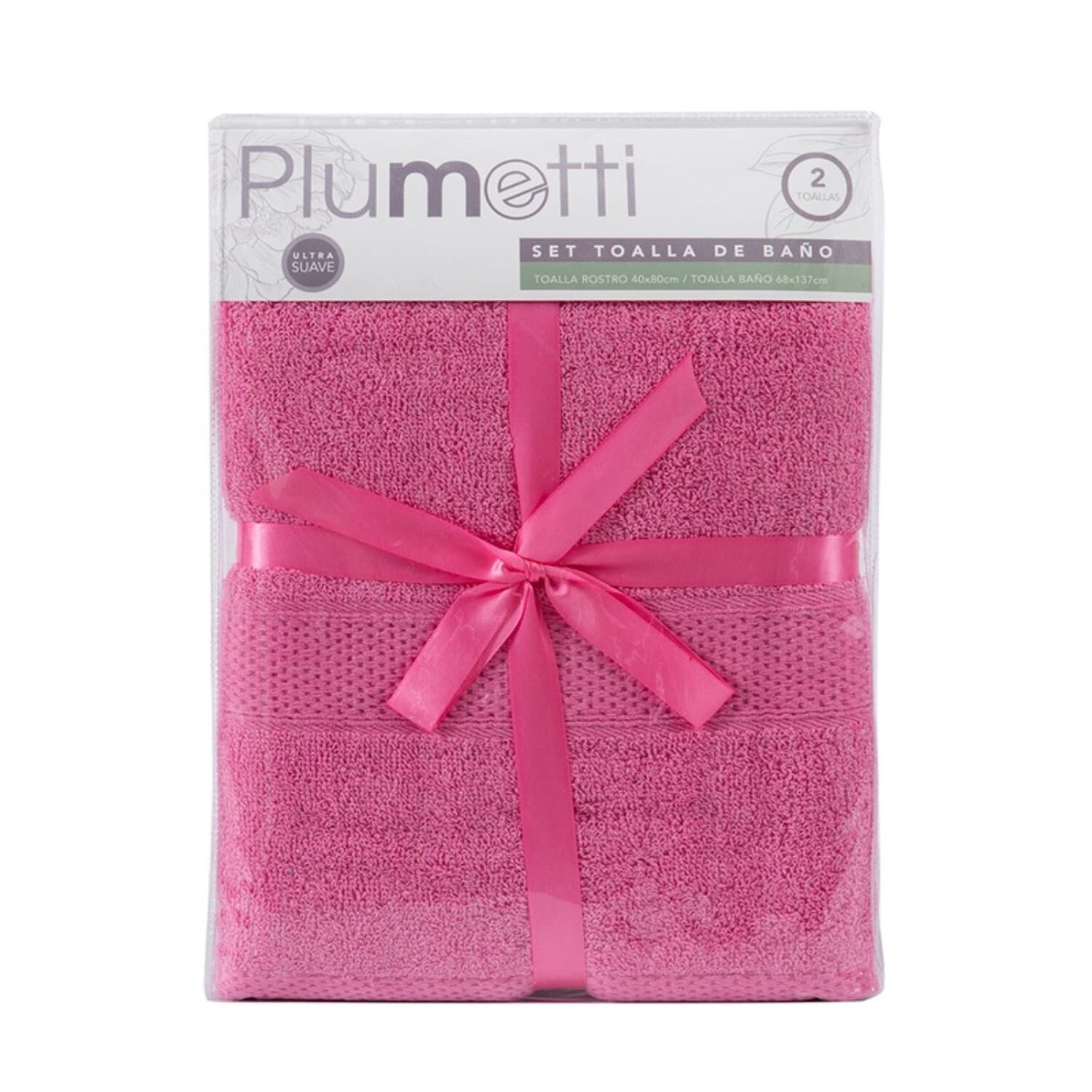 Set 2 Toallas Colorix 380 Grs / Fucsia Plumetti image number 1.0