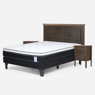 Cama Europea Rosen New Style 6 / 2 Plazas / Base Normal + Set De Maderas Anna