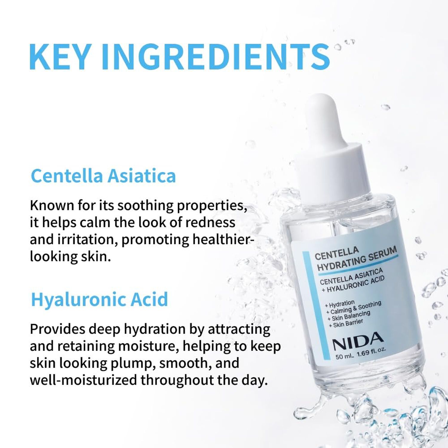 Centella Hydrating Serum (nida) - 50ml Serum Calmante E Hidratante Con Centella Asi&aacute;tica Y &Aacute;cido Hialur&oacute;nico image number 2.0