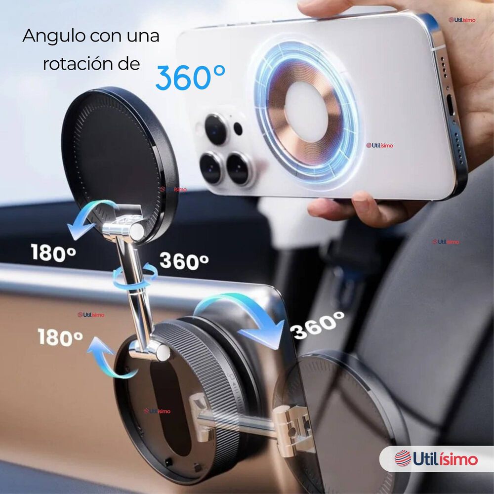 Soporte De Auto Celular Magn&eacute;tico Iphone Android Negro image number 8.0