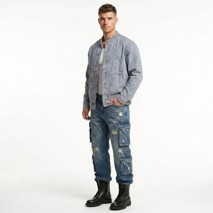 Chaqueta Mezclilla Denim Mao Hombre Orion
