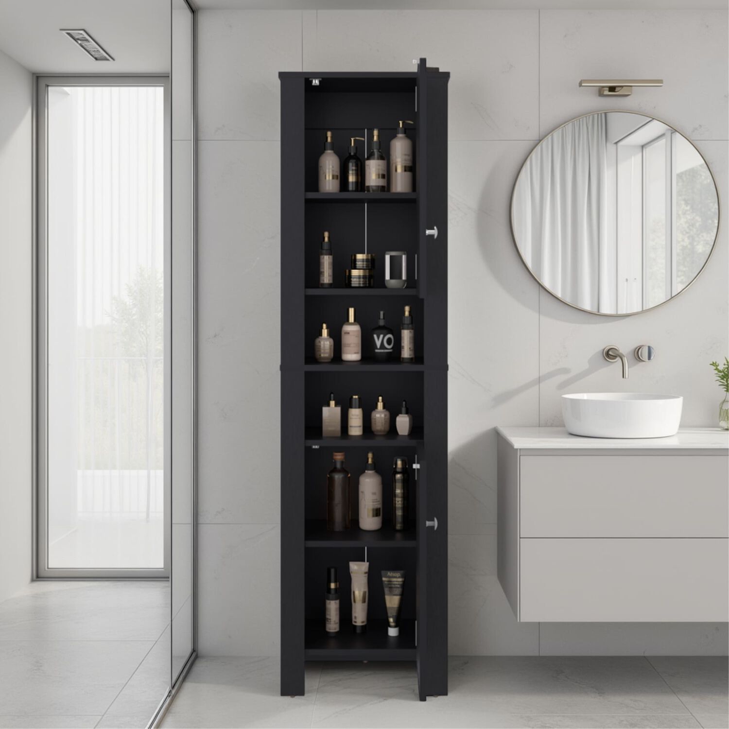 Estante Ba&ntilde;o Organizador 2 Puertas Negro image number 6.0