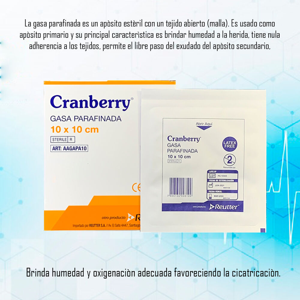 Gasa Parafinada Cranberry 10x10cm - Pack De 5 Und image number 3.0