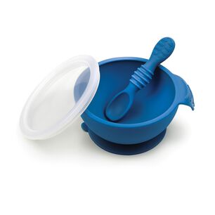 Mi 1er Plato+cuchara (silicona)/ Firstfeedingset Azul