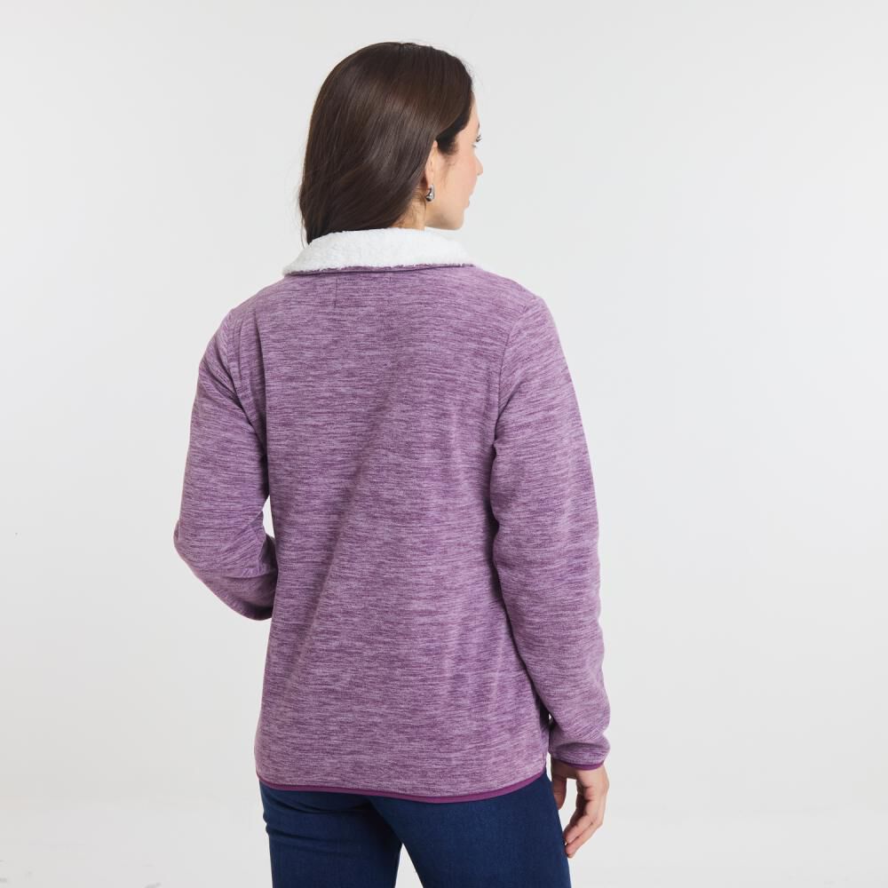 Poler&oacute;n Melange Con Sherpa Interior Cuello Alto Mujer Geeps image number 3.0