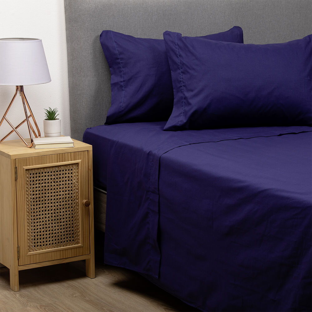 Pack 2 Sabanas Unicolor Arthome Azul + Blanca King 144 Hilos image number 4.0