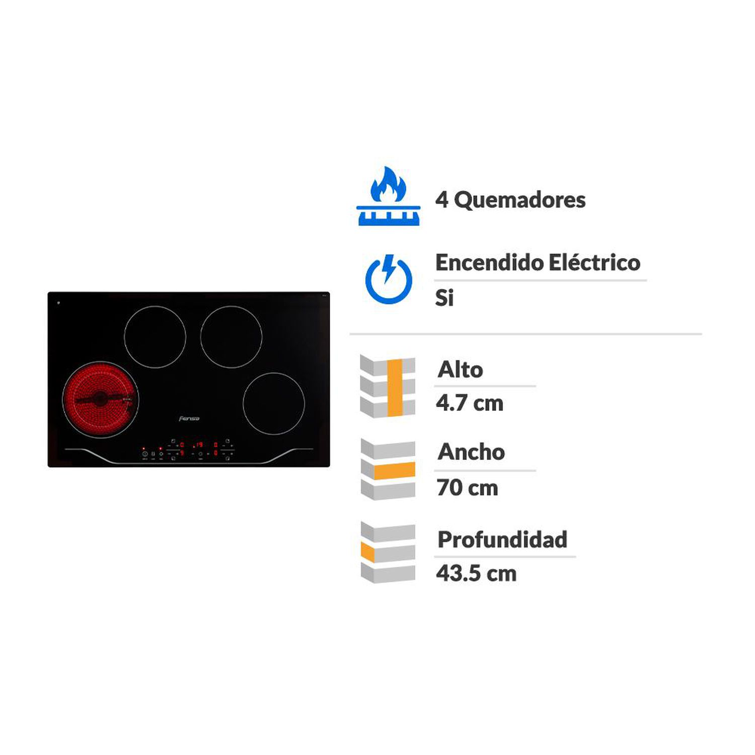 Encimera Vitrocer&aacute;mica Fensa FEV 4T / 4 Quemadores image number 1.0